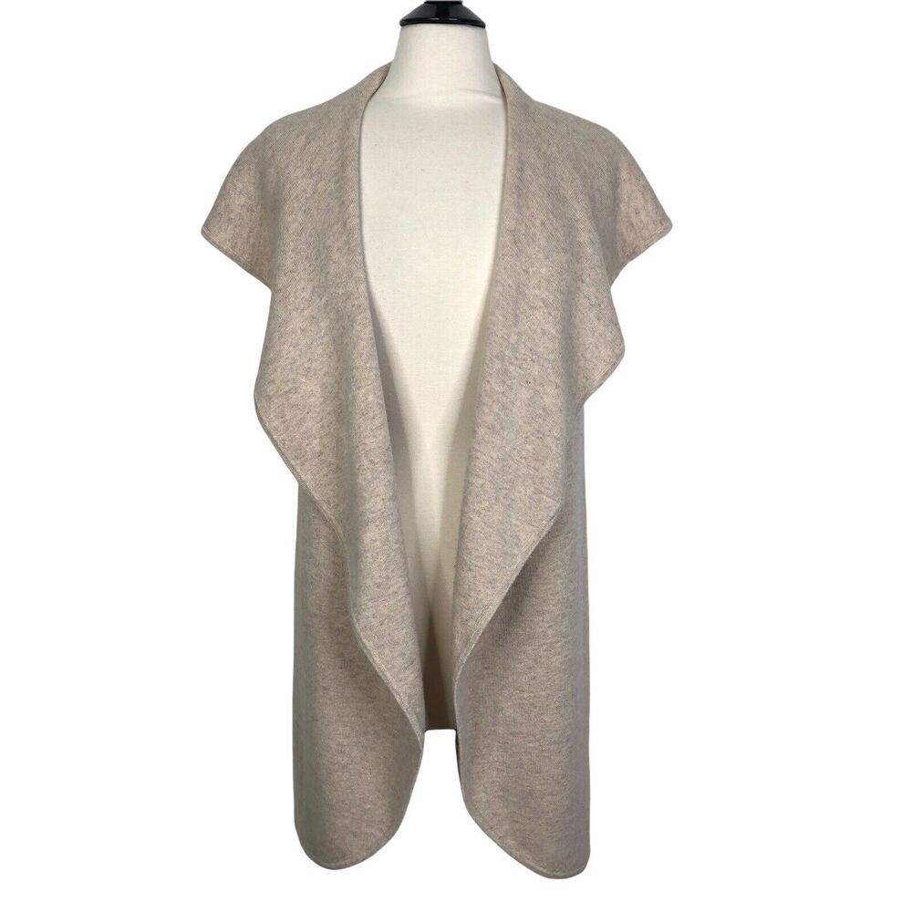 Club Monaco Wool Cashmere Waterfall Open Front Short Sleeve Cardigan Sweater XS